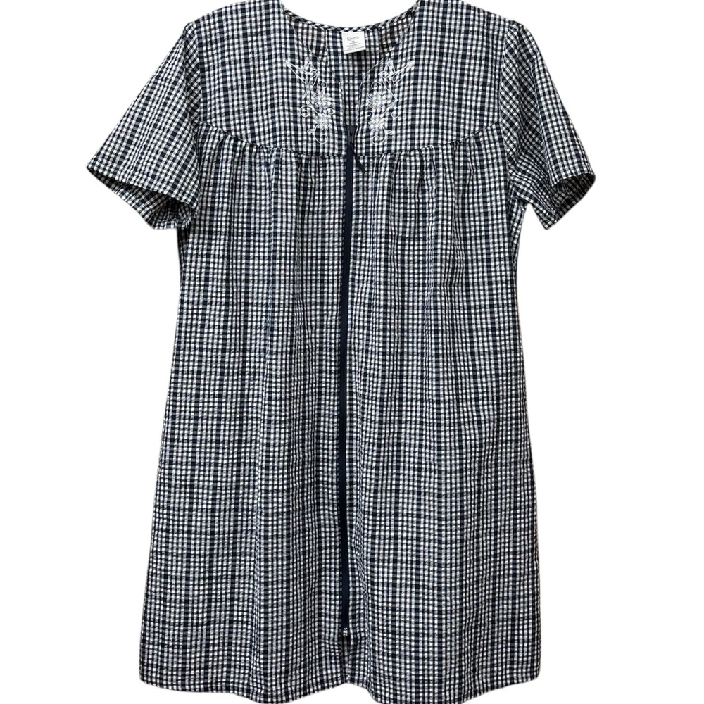 Croft & Barrow embroidered zip up, short sleeve duster robe, XL